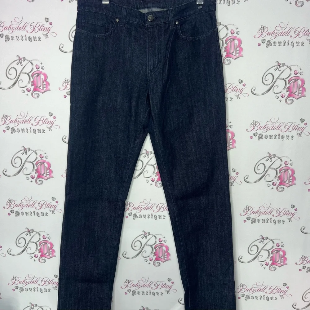 Versace jeans Medusa logo metal emblem buttons charm straight leg dark wash 💎 - Picture 11 of 16